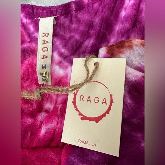 RAGA - Boho Spaghetti Strap Tie Dye Babydoll Dress Crocheted Trim  Mediu… - Picture 10 of 12
